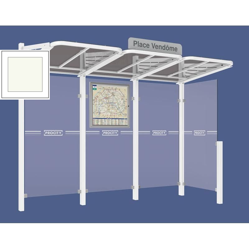 Buswartehalle - Unterstand - modular - Fahrplankasten - Haltestellenschild - Seitenwand rechts - 2.200 x 3.000 x 1.500 mm (HxBxT) - enzianblau
