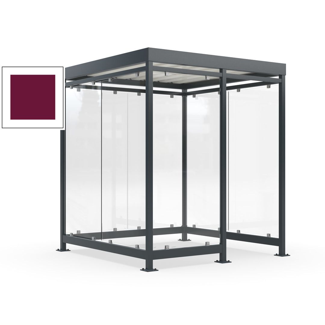 Raucherunterstand, Bushaltestelle, 7 Wände, 6-7 Personen, 2.510 x 2.165 x 2.165 mm (HxBxT), Farbe Achatgrau