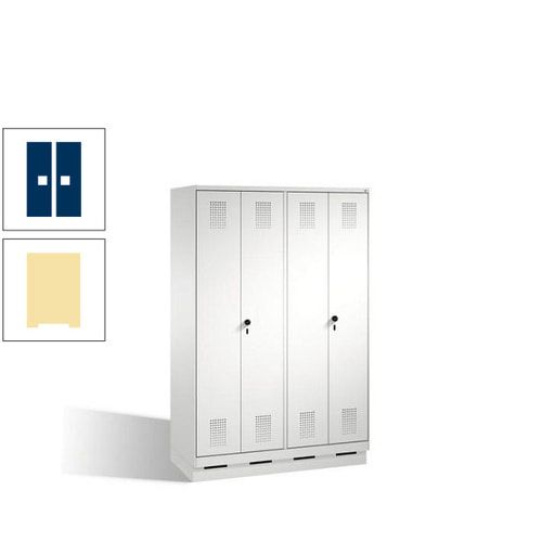 Doppel-Spind, Doppeltüren, Garderobenschrank mit Sockel, 4 Abteile a 300 mm, Korpus anthrazitgrau, Tür anthrazitgrau, 1.800 x 1.200 x 500 mm (HxBxT)