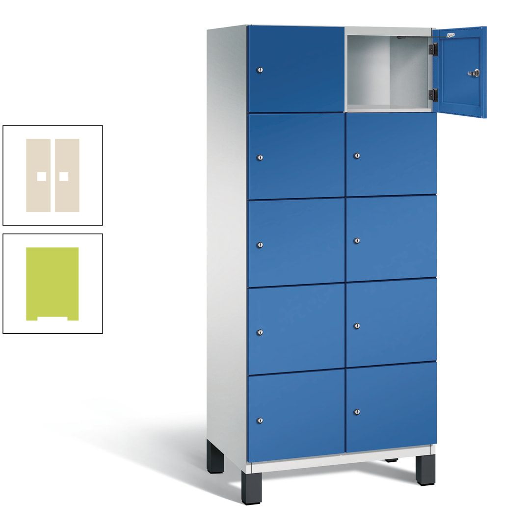 Fächerschrank, Stahlschrank, 10 Fächer, Türöffnungsbegrenzer, Füße, 1.980 x 800 x 525 mm (HxBxT), Korpus anthrazitgrau, Front anthrazitgrau