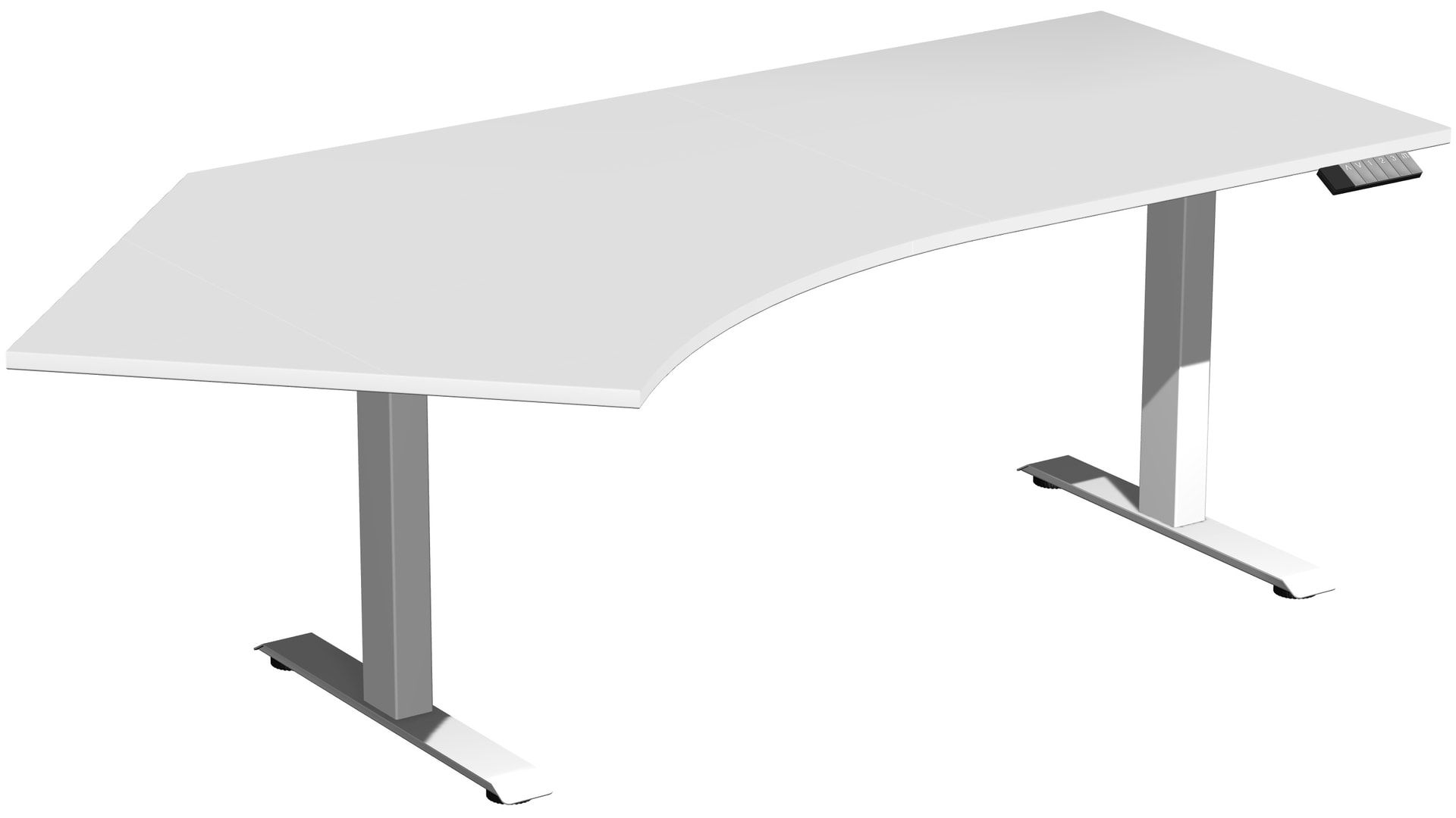 Winkelschreibtisch, Winkel links, Elevate Basic, elektronisch höhenverstellbar, 730 - 1.230 x 2.166 x 1.130 mm (HxBxT), Gestell anthrazit, Dekor Ahorn