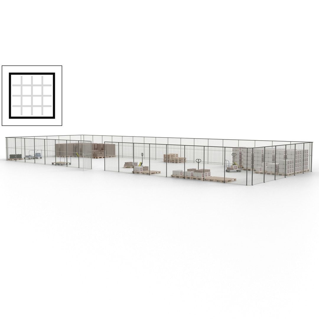 Maschinen Schutzgitter - Hallentrennwand - Sicherheitszaun - Tür - 69 m - 2.200 x 19.900 x 15.400 mm (HxBxT) - enzianblau