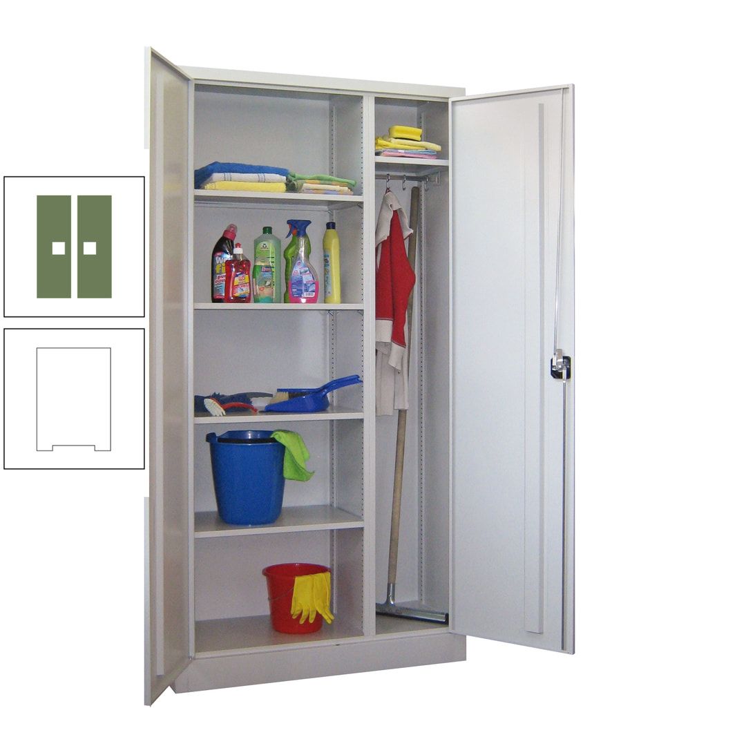Putzschrank mit Trennwand - 1.950x1.000x400 mm (HxBxT) - Böden pulverbeschichtet - anthrazitgrau