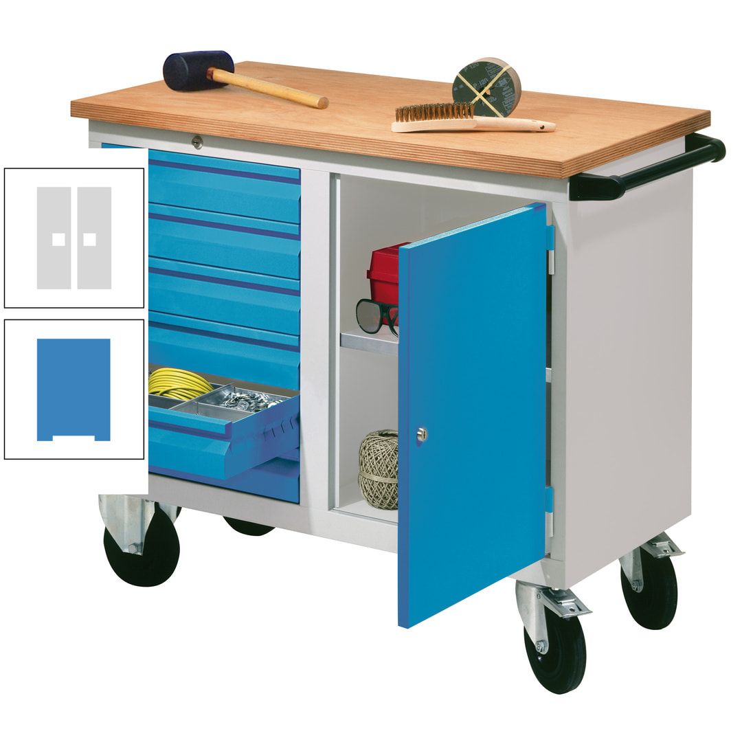 Mobile Werkbank - Werkstattwagen - 915 x 1.090 x 600 mm - 6 Schubladen und Schrankfach - anthrazitgrau