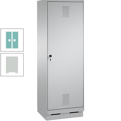 Doppel-Spind, Garderobenschrank, 1 Tür für 2 Abteile a 300 mm, Korpus anthrazitgrau, Türen anthrazitgrau, 1.800 x 600 x 500 mm (HxBxT)