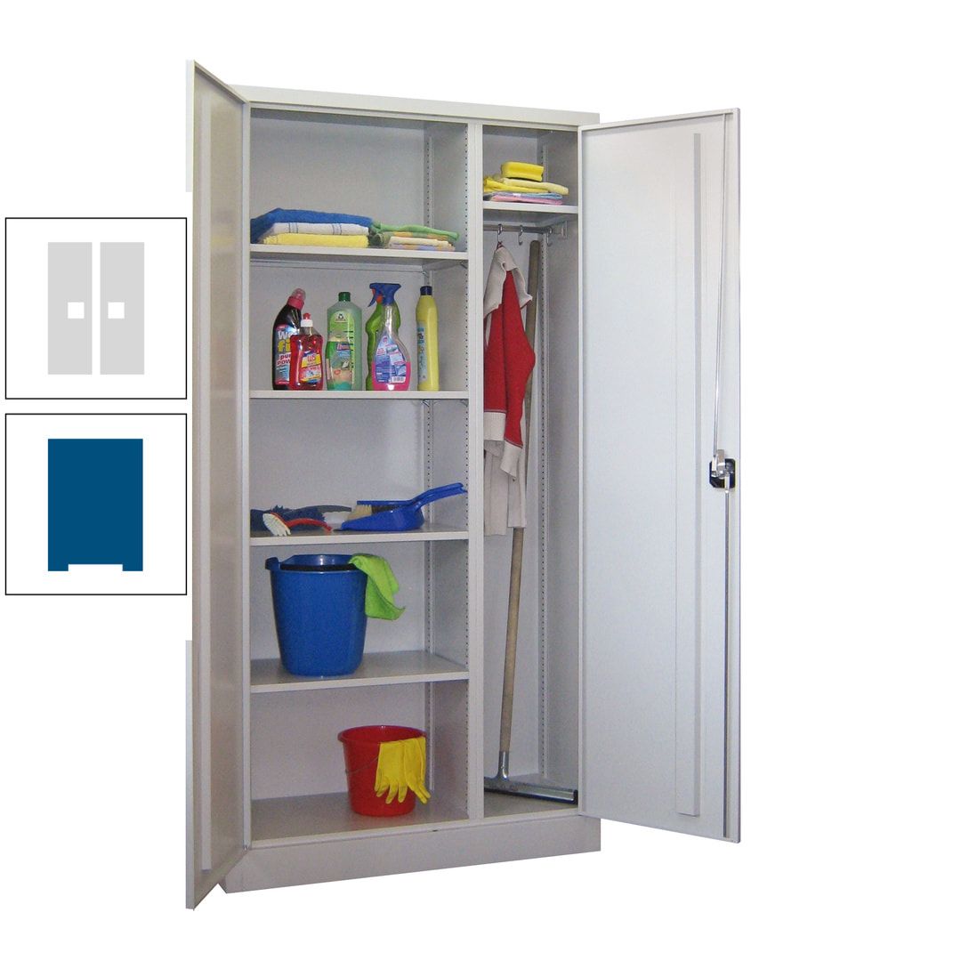 Putzschrank mit Trennwand - 1.950x1.000x400 mm (HxBxT) - Böden pulverbeschichtet - anthrazitgrau