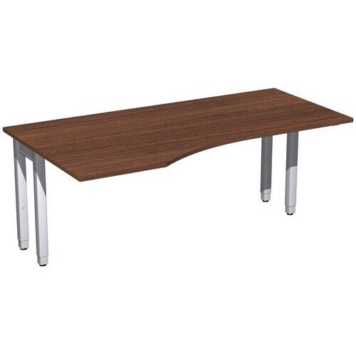 Eckschreibtisch, Ecke links, Füße einseitig verkürzt, 4-Fuß Quadrat Pro, höhenverstellbar, 680-800 x 1.600x 1.000 mm (HxBxT), Dekor Ahorn