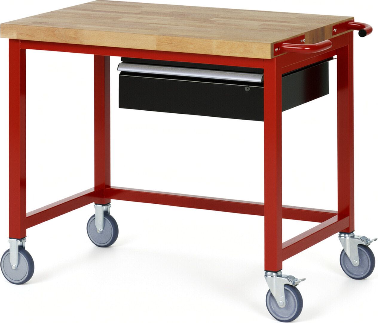 Mobile Werkbank mit 1 Schublade - 150:1 - höhenverstellbar 880-1.080 mm - 1.000 x 700 mm (BxT) - 450 kg - Buche - Anthrazitgrau