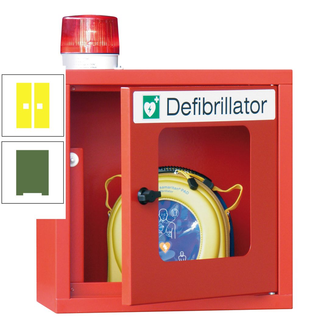 Defibrillatorenschrank mit akustischem und optischem Alarm - 490 x 400 x 200 mm (HxBxT) - Sichtfenster - anthrazitgrau