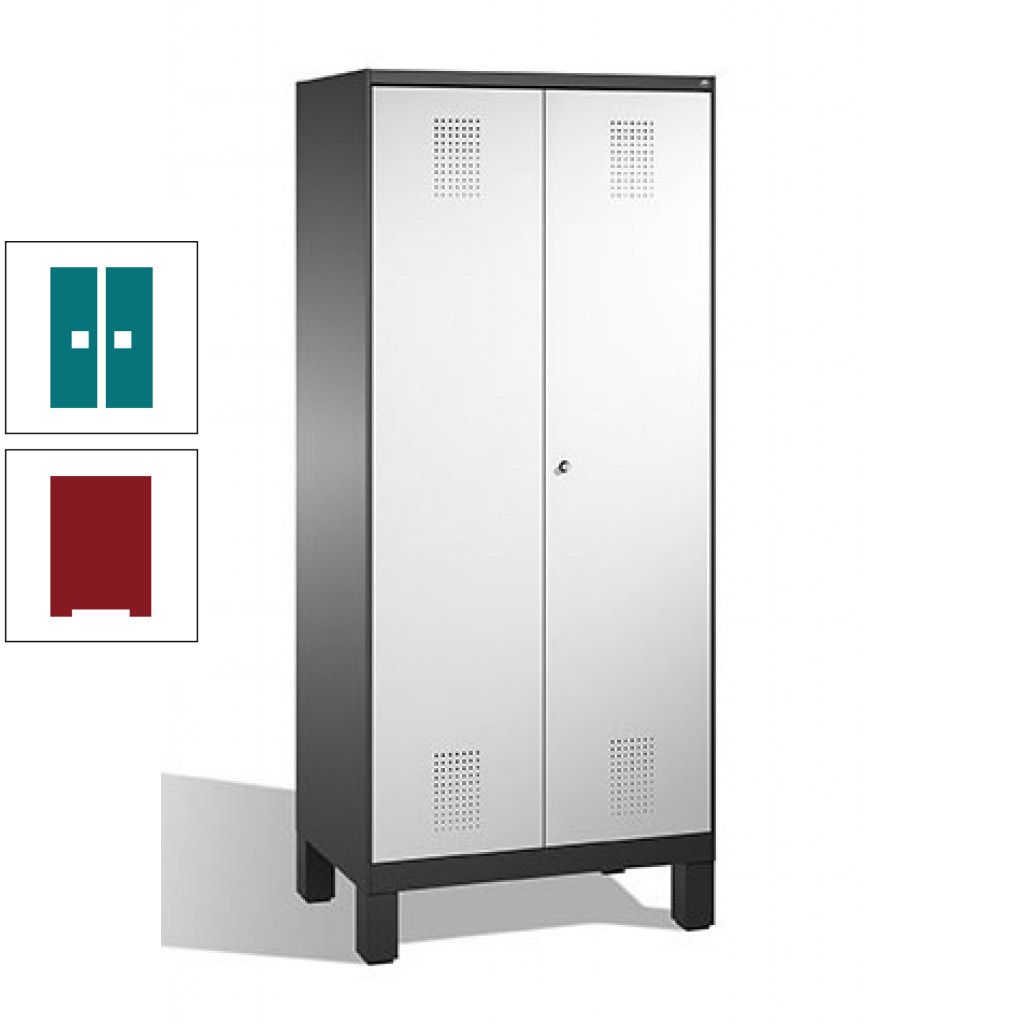 Mehrzweckschrank, Doppeltüren, auf Füßen, 2 Abteile a 400 mm, Korpus anthrazitgrau, Tür anthrazitgrau, 1.850 x 800 x 500 mm (HxBxT)
