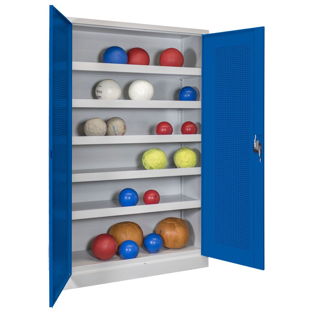 Ballschrank - Lochfeldtüren - 5 Böden - 1.950x1.200x500 mm (HxBxT) - anthrazitgrau