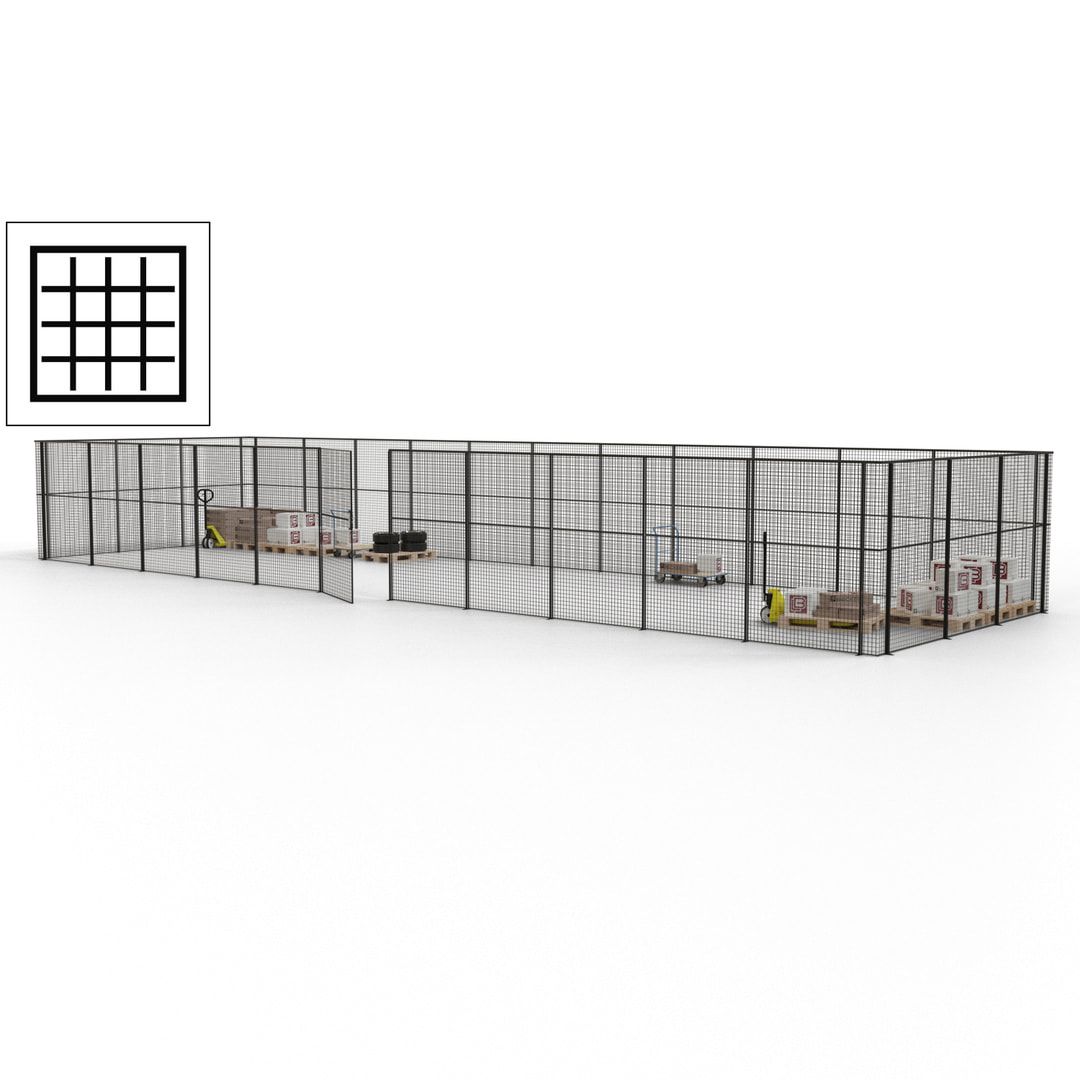 Maschinen Schutzgitter - Hallentrennwand - Sicherheitszaun - Tür - 42 m - 2.200 x 16.900 x 4.900 mm (HxBxT) - enzianblau