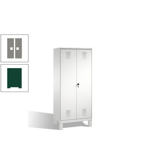 Doppel-Spind, Doppeltüren, Garderobenschrank mit Füßen, 2 Abteile a 400 mm, Korpus anthrazitgrau, Tür anthrazitgrau, 1.850 x 800 x 500 mm (HxBxT)