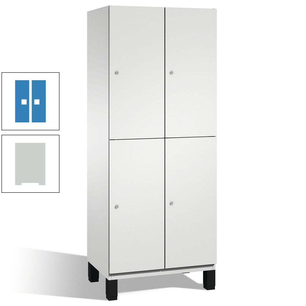Fächerschrank, Stahlschrank, doppelstöckig, 4 Fächer, Füße, Korpus anthrazitgrau, Tür anthrazitgrau, 1.980 x 600 x 525 mm (HxBxT)
