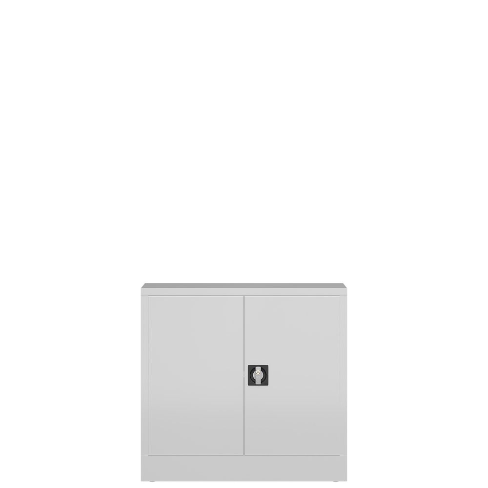 Aktenschrank, Büroschrank, abschließbar, Flügeltüren, 1 Fachboden, 750 x 800 x 380 mm (HxBxT), Stahl, Korpus und Türen lichtgrau