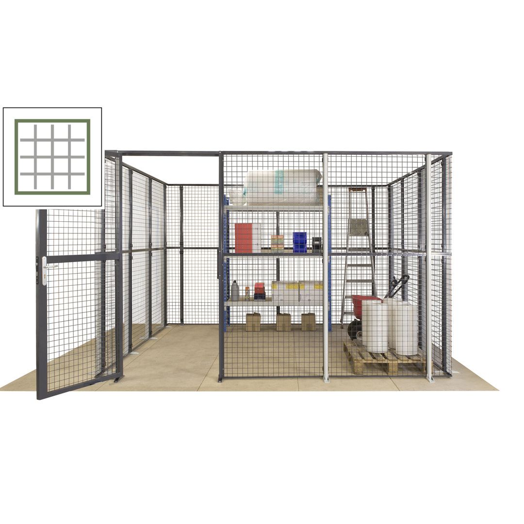 Maschinen Schutzgitter - Hallentrennwand - Sicherheitszaun - Tür - 72 m - 2.200 x 21.400 x 15.400 mm (HxBxT) - enzianblau