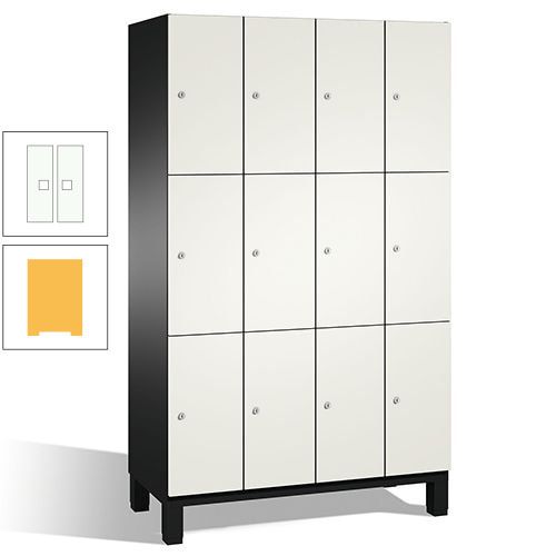 Fächerschrank, Stahlschrank, 12 Fächer, Türöffnungsbegrenzer, mit Füßen, Korpus lichtgrau, Tür anthrazitgrau, 1.980 x 1.200 x 525 mm (HxBxT)