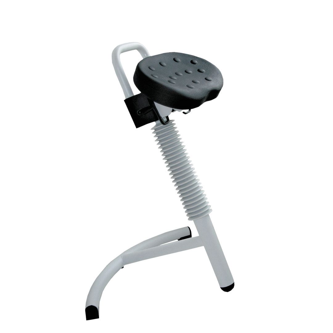 Stehhilfe mit Gasdruckfeder - höhenverstellbar 645 bis 825 mm - Sitz Kunstleder, Atollblau - Gestell schwarz