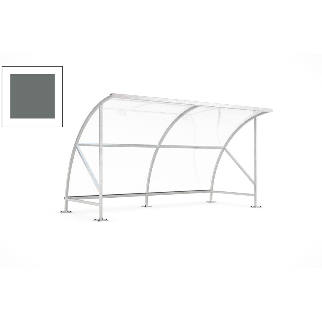Fahrradunterstand - Fahrradgarage mit Bogendach - Stahl und Kunststoff - 2.290 x 4.130 x 2.100 mm (HxBxT) - Farbe Achatgrau