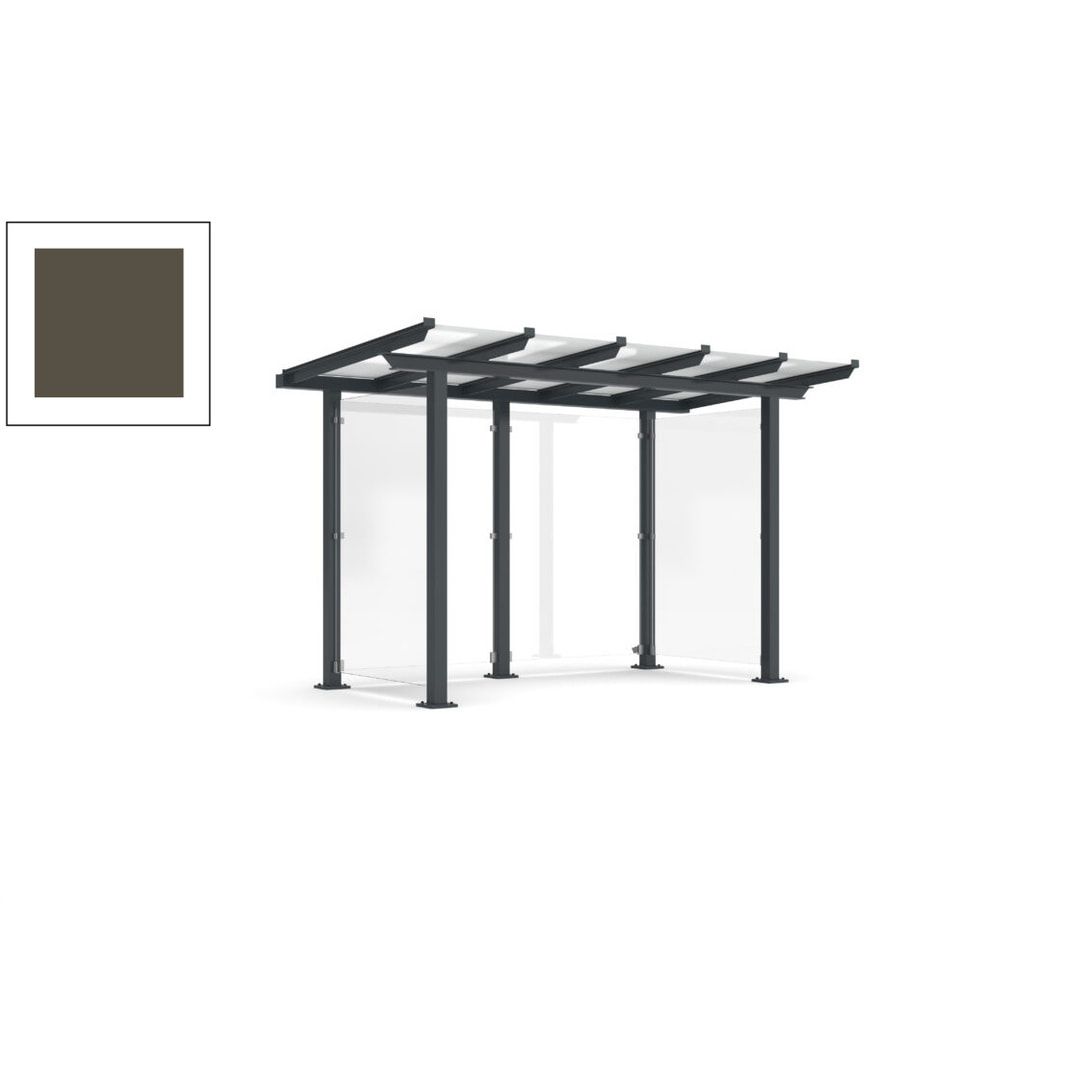 Unterstand mit Pultdach und Sicherheitsglas - feuerverzinkt und farbbeschichtet - 2.435 x 3.850 x 2.090 (HxBxT) - Farbe Achatgrau