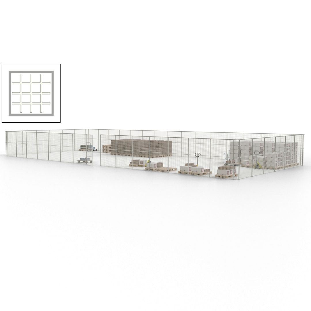 Maschinen Schutzgitter - Hallentrennwand - Sicherheitszaun - Tür - 63 m - 2.200 x 22.900 x 9.400 mm (HxBxT) - enzianblau