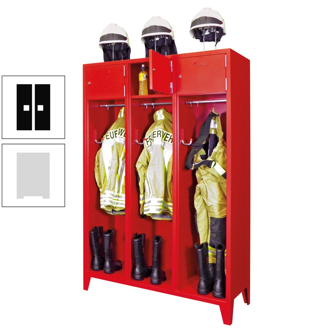 Feuerwehrschrank - 2 Abteile - Ablagefach mit Tür, Etikettenrahmen - 2.100 x 830 x 500 mm (HxBxT) - anthrazitgrau