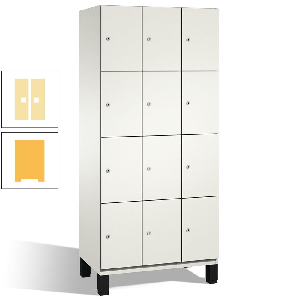 Fächerschrank, Stahlschrank, 12 Fächer, Türöffnungsbegrenzer, mit Füßen, Korpus lichtgrau, Tür anthrazitgrau, 1.980 x 900 x 525 mm (HxBxT)