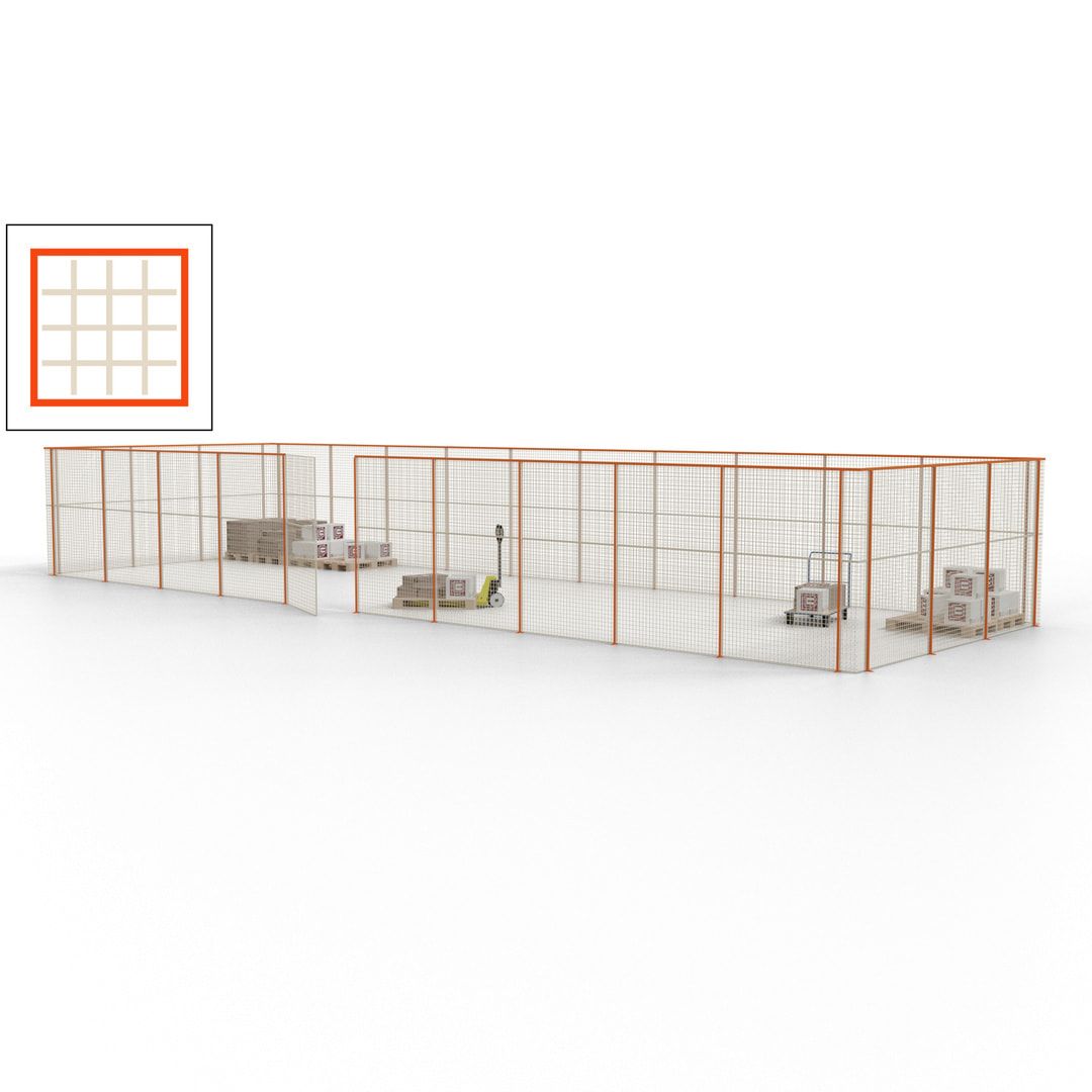 Maschinen Schutzgitter - Hallentrennwand - Sicherheitszaun - Tür - 39 m - 2.200 x 15.400 x 4.900 mm (HxBxT) - enzianblau