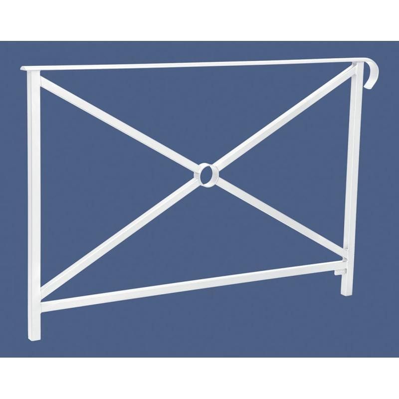 Geländer Kreuz und Kreis - 1.000 x 1.500 mm - flacher Handlauf - Farbe enzianblau - Außengeländer Systemgeländer