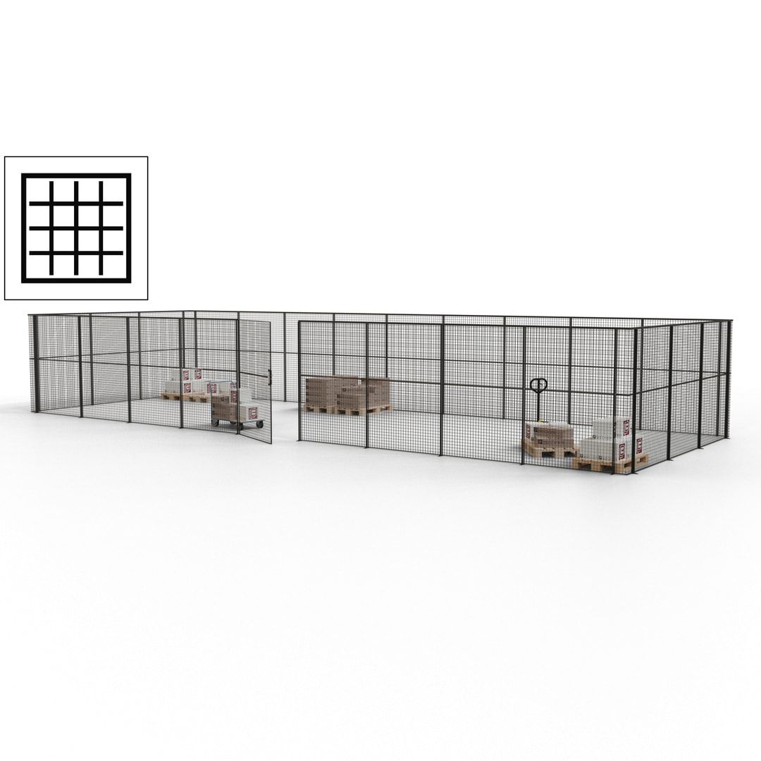 Maschinen Schutzgitter - Hallentrennwand - Sicherheitszaun - Tür - 36 m - 2.200 x 13.900 x 4.900 mm (HxBxT) - enzianblau