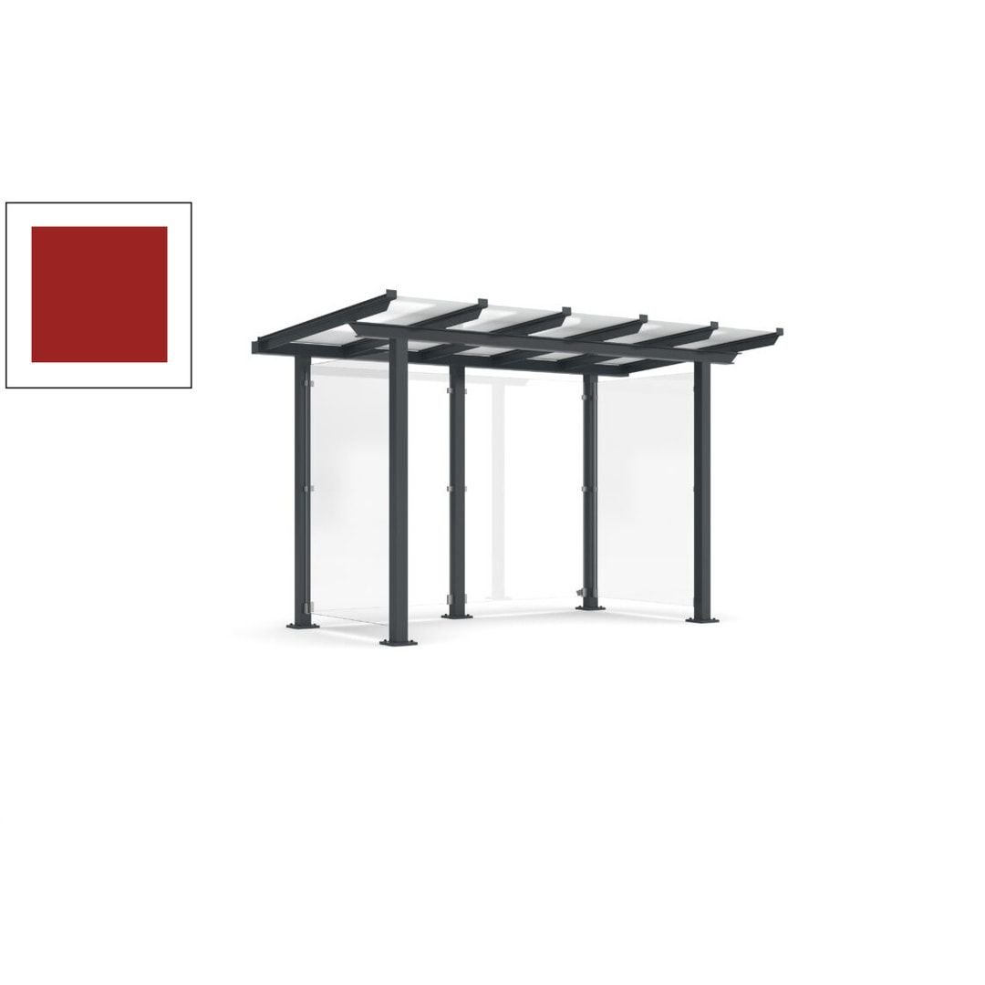 Unterstand mit Pultdach und Sicherheitsglas - feuerverzinkt und farbbeschichtet - 2.435 x 3.850 x 2.090 (HxBxT) - Farbe Achatgrau
