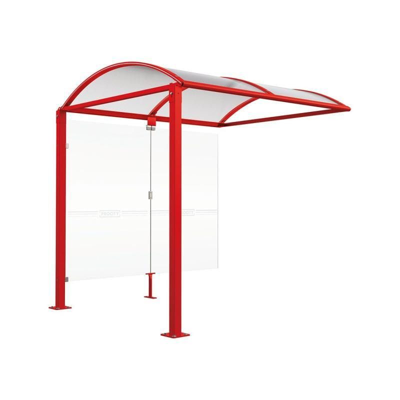 Fahrradunterstand, Fahrradüberdachung, All-in-One + Zusatz, Sicherheitsglas, 2.635 x 5.000 x 2.090 mm (HxBxT), auf Bodenplatten, Farbe enzianblau