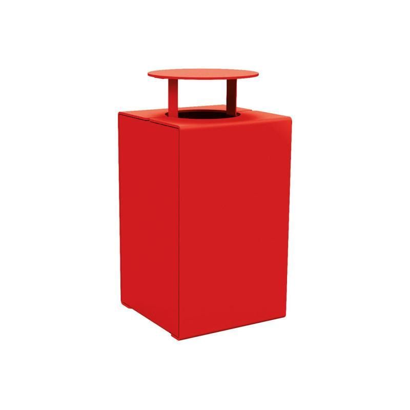 Abfalleimer aus Stahl - 120 l - 950 x 450 x 450 mm (HxBxT) - mit Deckel - Verankerungsstäbe - Farbe enzianblau