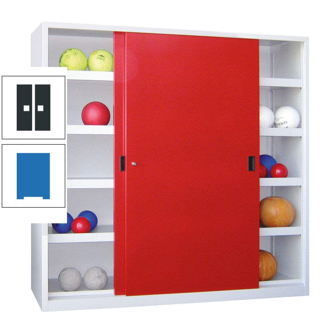 Ballschrank - Schiebetüren - Trennwand - 8 Böden - 1.950x1.500x600 mm (HxBxT) - anthrazitgrau