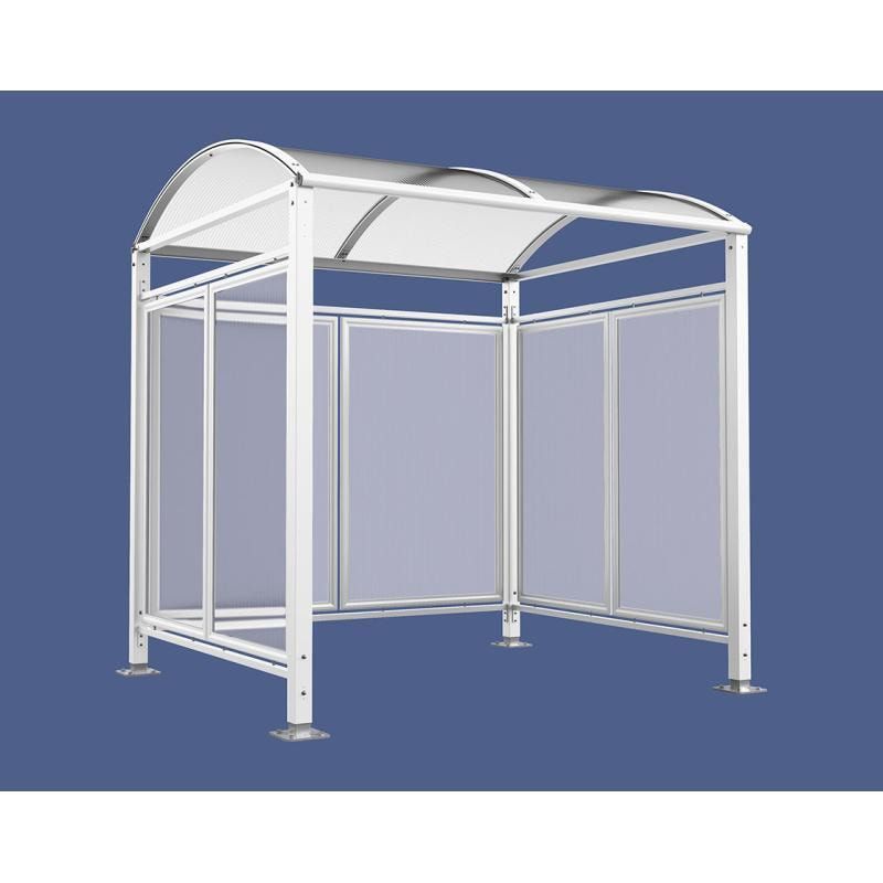 Fahrradunterstand, Fahrradüberdachung, All-in-One+Zusatz, 2.635 x 5.000 x 2.090 mm (HxBxT), auf Bodenplatten, mit Regenrinne, Farbe enzianblau