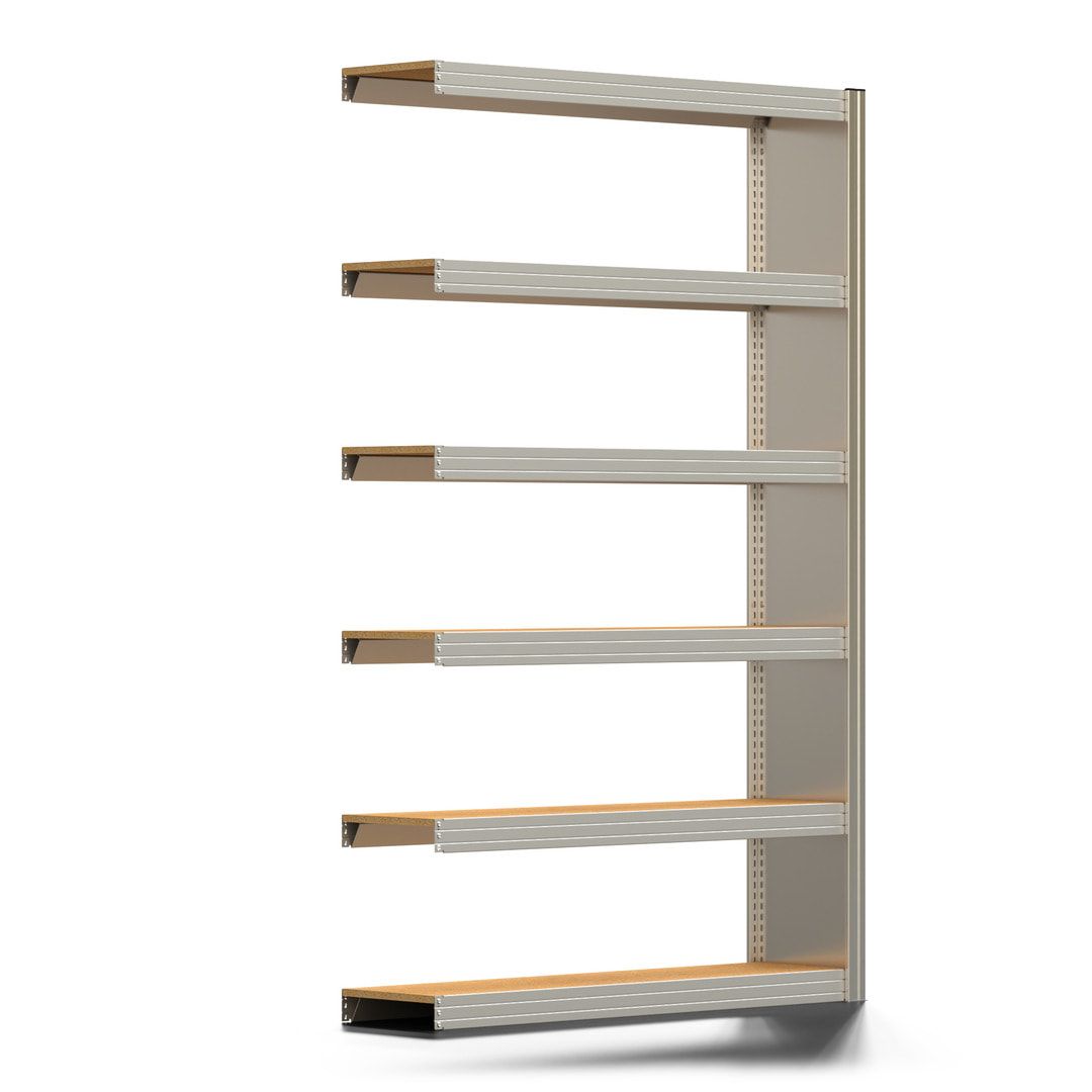 Archivregal mit Holzböden - Seitenwand - 6 Ebenen - 250 kg - 2.075 x 1.285 x 300 mm (HxBxT) - Anbauregal - verzinkt - Steckregal BERT