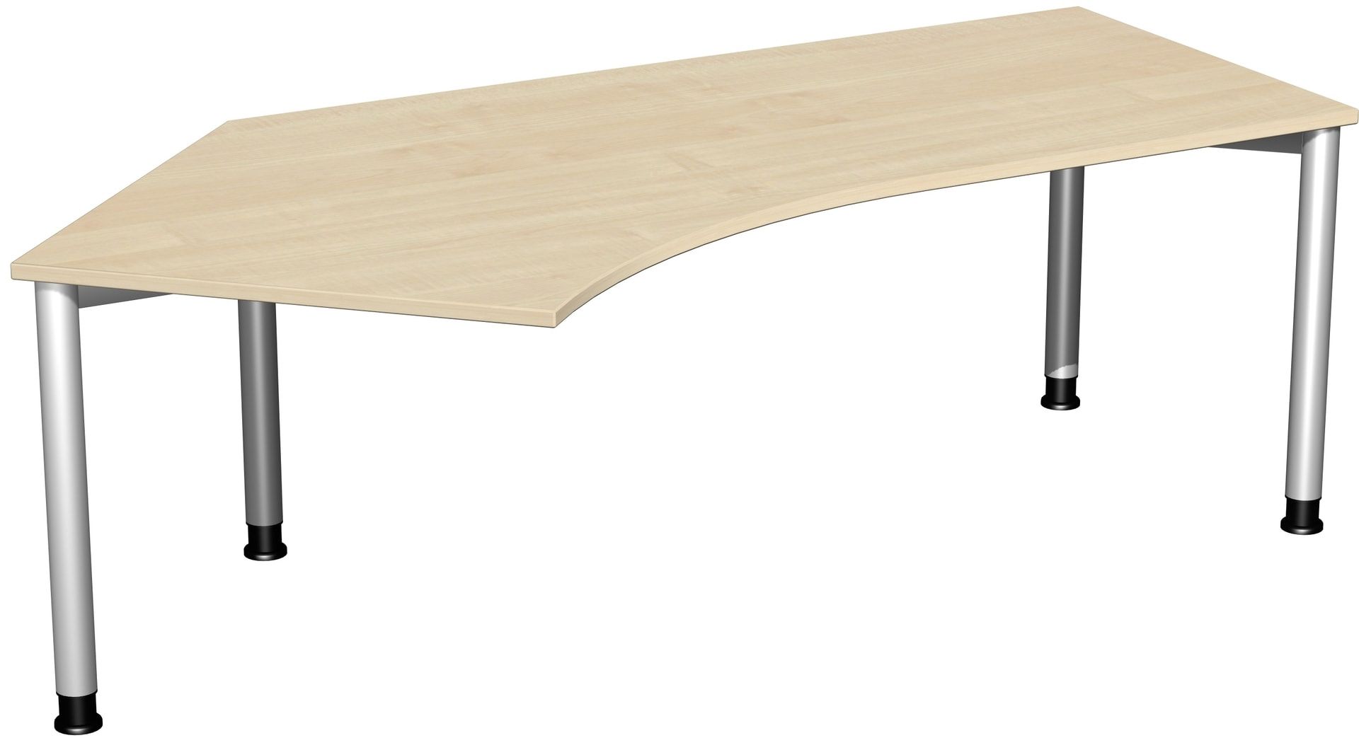 Schreibtisch, einseitig verkürzt, 4-Fuß Flex, Winkel links, höhenverstellbar, 680-800 x 2.166 x 1.130 mm (HxBxT), Gestell anthrazit, Dekor lichtgrau