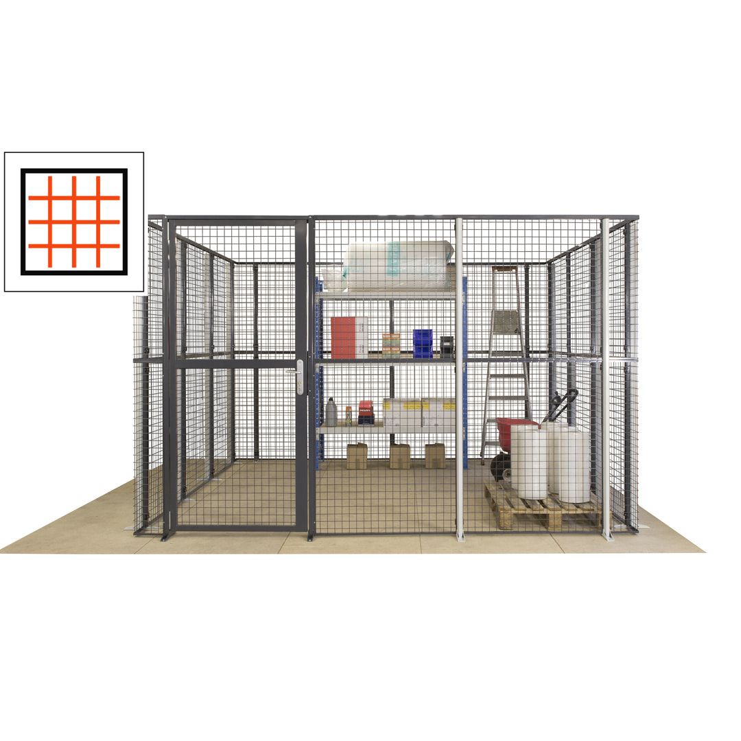 Maschinen Schutzgitter - Hallentrennwand - Sicherheitszaun - Tür - 108 m - 2.200 x 33.400 x 21.400 mm (HxBxT) - enzianblau