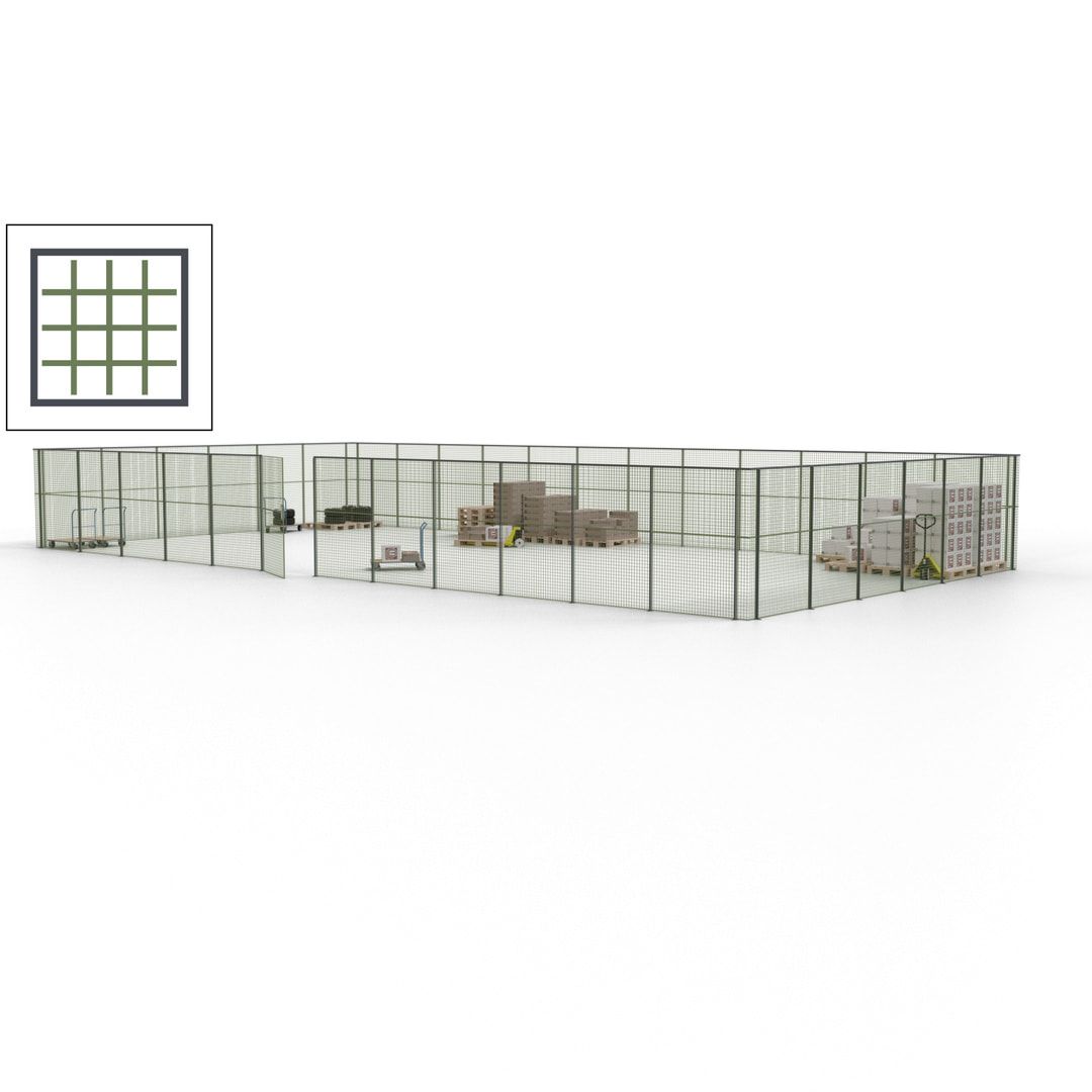 Maschinen Schutzgitter - Hallentrennwand - Sicherheitszaun - Tür - 54 m - 2.200 x 18.400 x 9.400 mm (HxBxT) - enzianblau