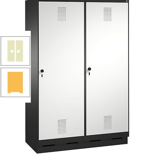 Doppel-Spind, Garderobenschrank, 2 Türen für 4 Abteile a 300 mm, Korpus anthrazitgrau, Türen anthrazitgrau, 1.800 x 1.200 x 500 mm (HxBxT)
