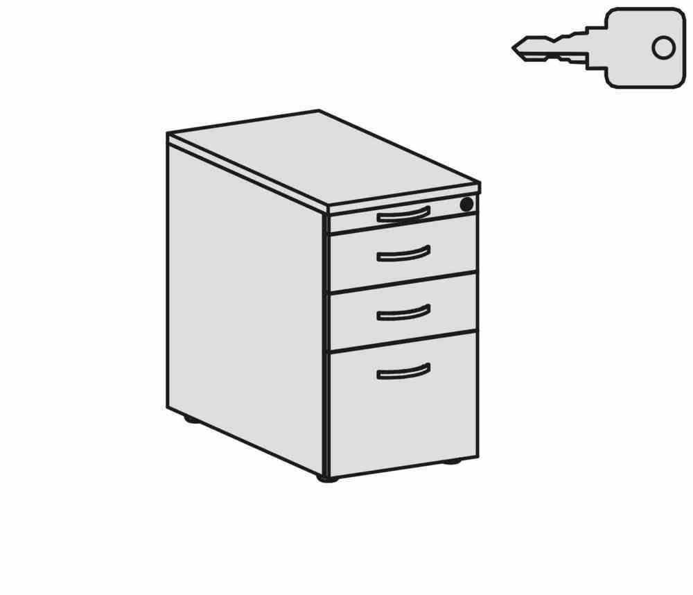 Standcontainer, Hängeregistratur, 2 Schubladen, Ordnungsfach, 720 x 438 x 800 mm (HxBxT), Front Ahorn, Oberboden Ahorn, Korpus Ahorn