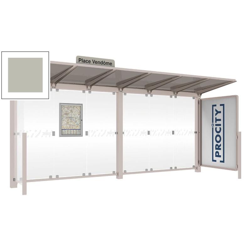 Buswartehalle - Unterstand - Fahrplankasten - Haltestellenschild - Seitenwand - Schaukasten - 2.390 x 5.000 x 1.500 mm (HxBxT) - enzianblau