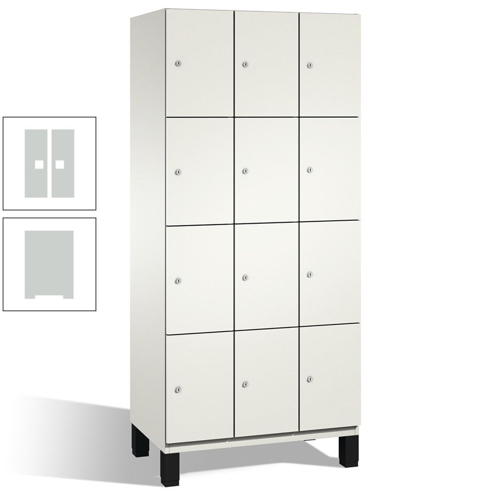 Fächerschrank, Stahlschrank, 12 Fächer, Türöffnungsbegrenzer, mit Füßen, Korpus lichtgrau, Tür anthrazitgrau, 1.980 x 900 x 525 mm (HxBxT)