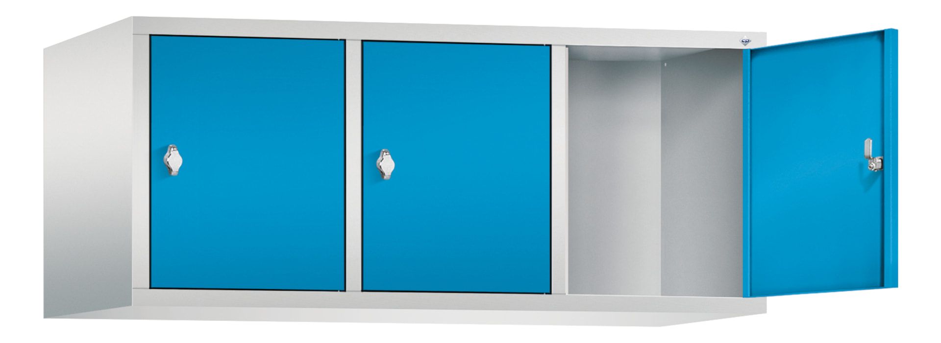 Aufsatzschrank für Spinde und Schließfachschränke, 3 Abteile, Korpus anthrazitgrau, Türen anthrazitgrau, 500 x 1.200 x 500 mm (HxBxT), Stahlschrank