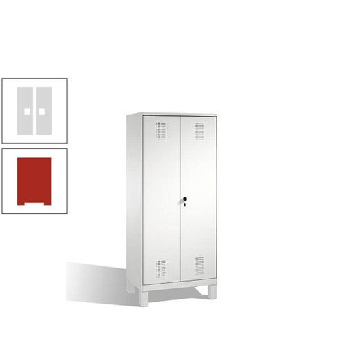 Doppel-Spind, Doppeltüren, Garderobenschrank mit Füßen, 2 Abteile a 400 mm, Korpus anthrazitgrau, Tür anthrazitgrau, 1.850 x 800 x 500 mm (HxBxT)