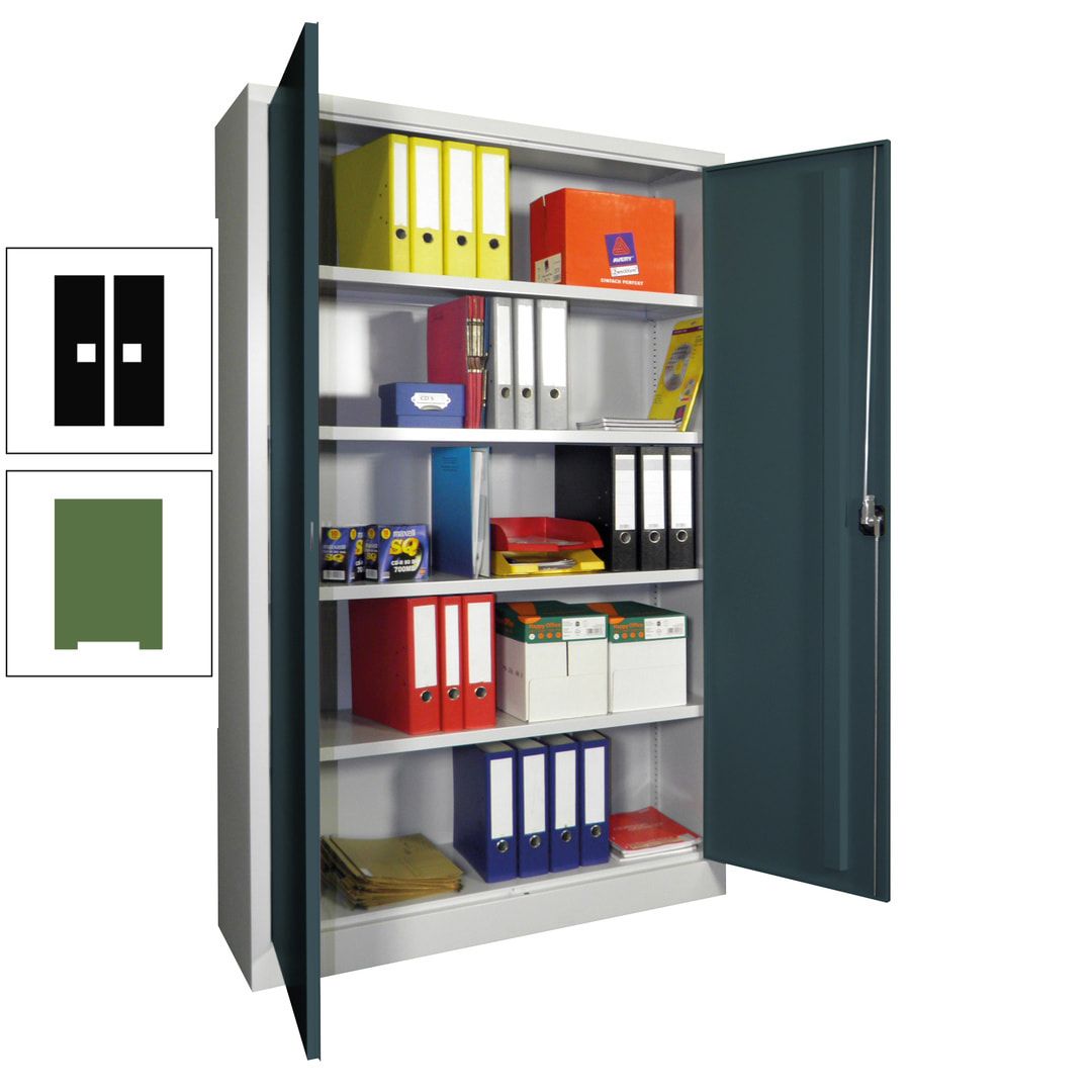 Aktenschrank - Vollblechtüren - 1.950x1.200x400 mm (HxBxT) - 4 Einlegeböden verzinkt - Zylinderschloss - anthrazitgrau
