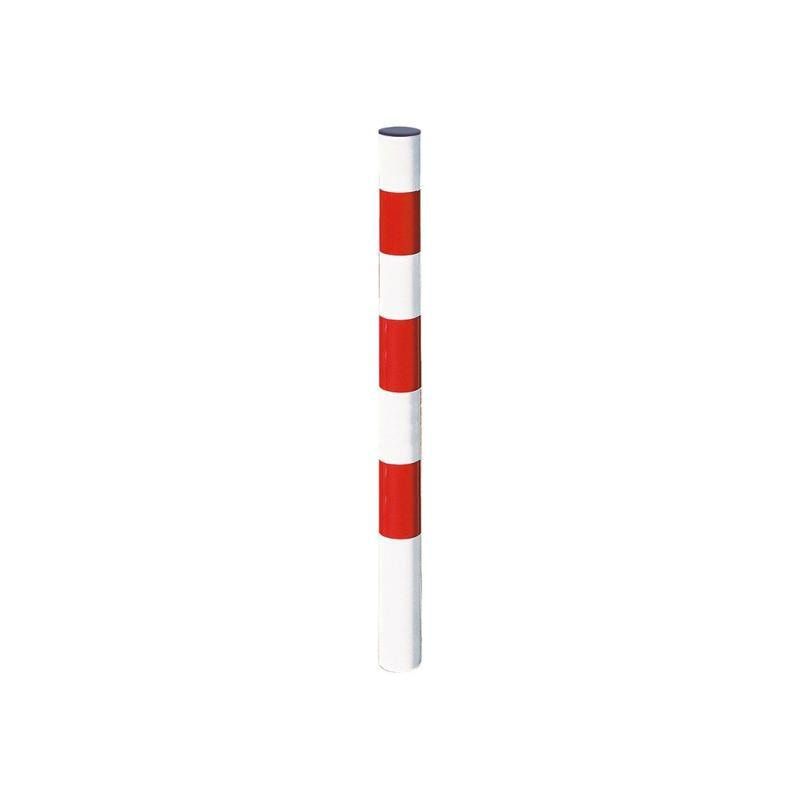 Feuerwehrpfosten fest - mit roten Reflektorstreifen - 76 x 1.000 mm (DxH) - Farbe reinweiß