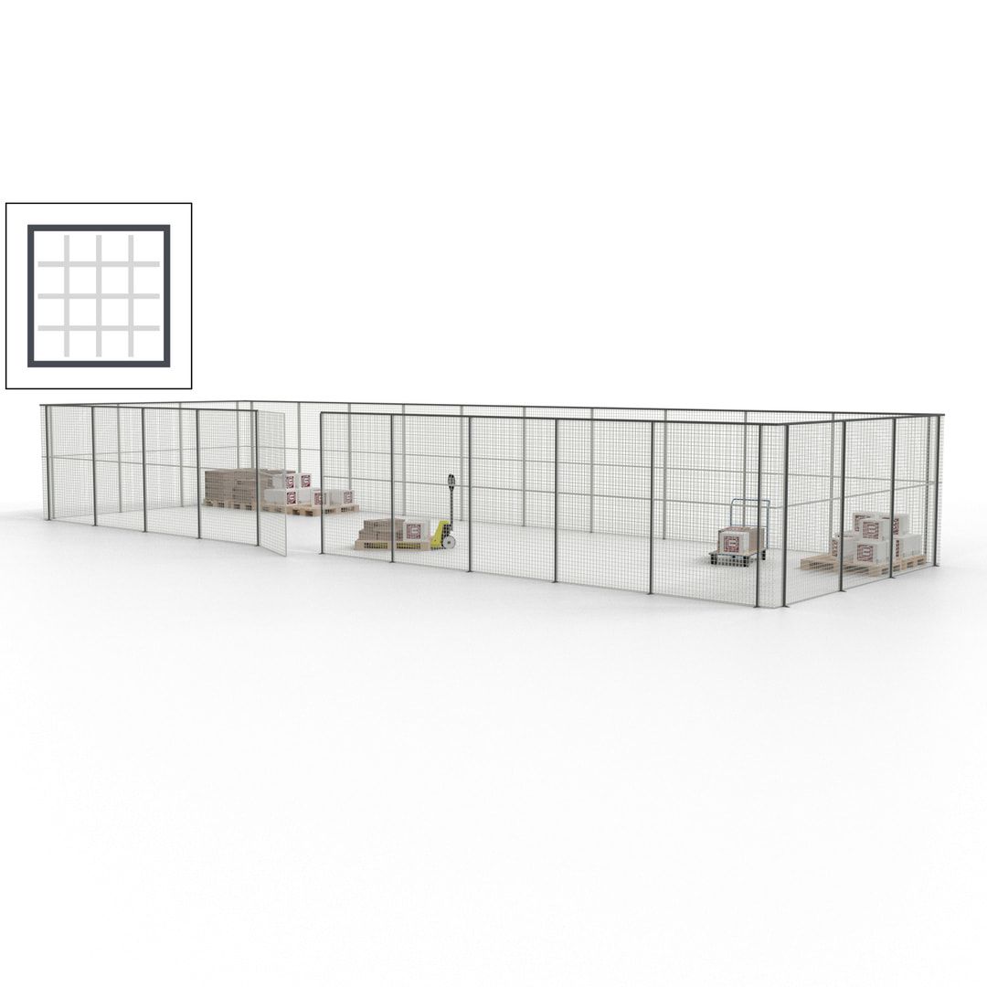 Maschinen Schutzgitter - Hallentrennwand - Sicherheitszaun - Tür - 39 m - 2.200 x 15.400 x 4.900 mm (HxBxT) - enzianblau