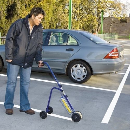 Bodenmarkiergerät, Linienmarkierer für Strichbreite 100-130 mm, Markierwagen, Aufnahme für 2 Farbkartuschen, Hallenmarkierungen - Straßenmarkierungen