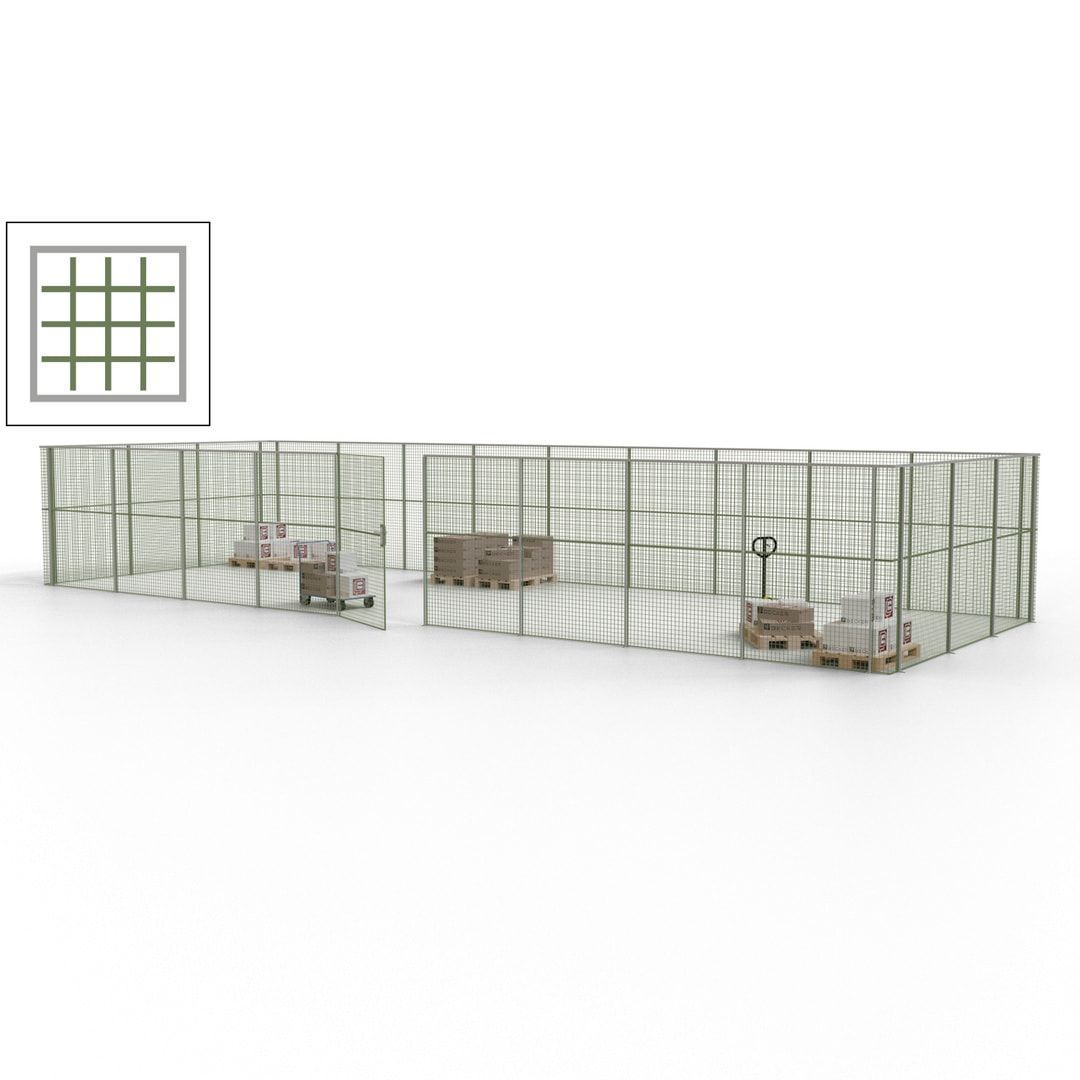 Maschinen Schutzgitter - Hallentrennwand - Sicherheitszaun - Tür - 36 m - 2.200 x 13.900 x 4.900 mm (HxBxT) - enzianblau